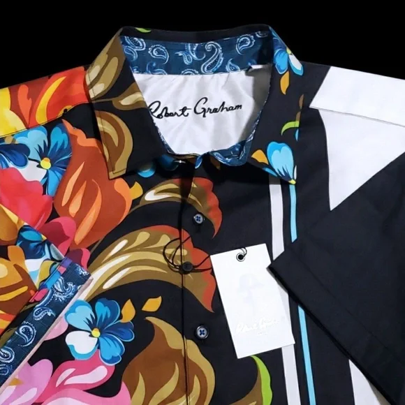 NEW Robert Graham Floral Vibrant XL Classic Fit Short Sleeve Sport Shirt